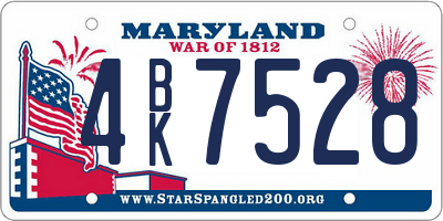 MD license plate 4BK7528