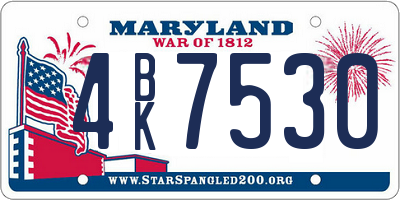 MD license plate 4BK7530