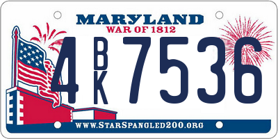MD license plate 4BK7536