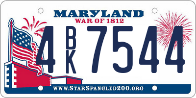 MD license plate 4BK7544