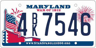 MD license plate 4BK7546