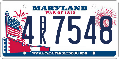 MD license plate 4BK7548
