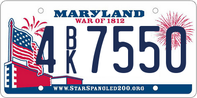 MD license plate 4BK7550