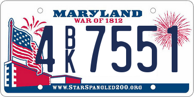 MD license plate 4BK7551