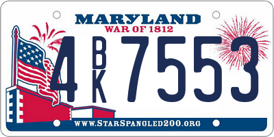 MD license plate 4BK7553