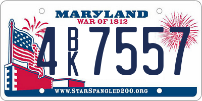 MD license plate 4BK7557