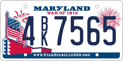 MD license plate 4BK7565