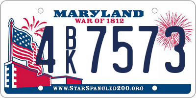 MD license plate 4BK7573