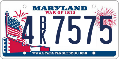 MD license plate 4BK7575