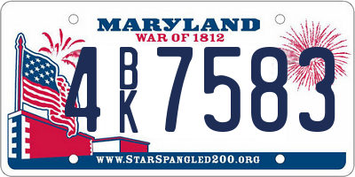 MD license plate 4BK7583