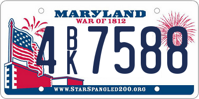 MD license plate 4BK7588