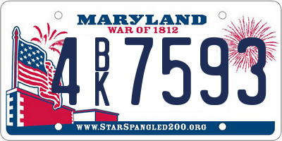MD license plate 4BK7593