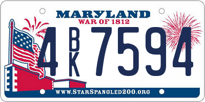 MD license plate 4BK7594