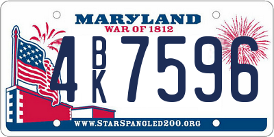 MD license plate 4BK7596