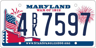 MD license plate 4BK7597