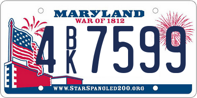 MD license plate 4BK7599
