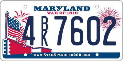 MD license plate 4BK7602