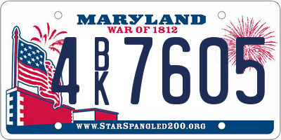 MD license plate 4BK7605