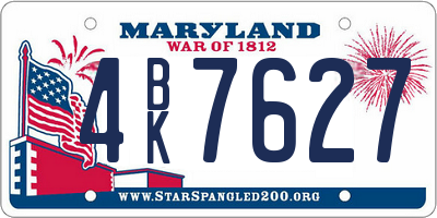 MD license plate 4BK7627