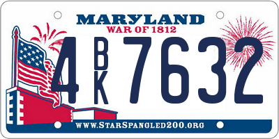 MD license plate 4BK7632