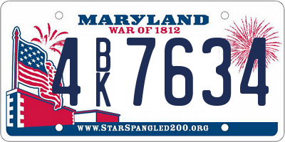 MD license plate 4BK7634