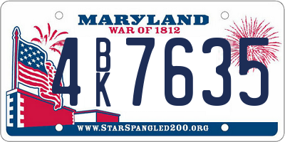 MD license plate 4BK7635