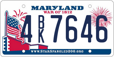 MD license plate 4BK7646