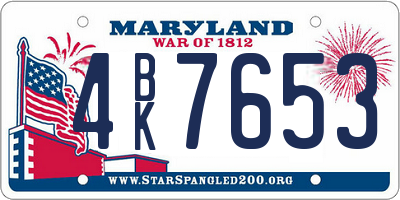 MD license plate 4BK7653