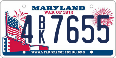 MD license plate 4BK7655