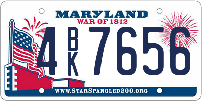 MD license plate 4BK7656