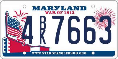 MD license plate 4BK7663