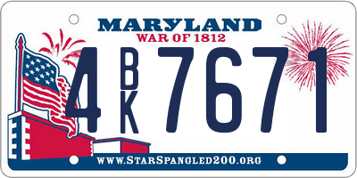 MD license plate 4BK7671