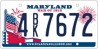 MD license plate 4BK7672
