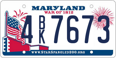 MD license plate 4BK7673