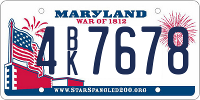 MD license plate 4BK7678