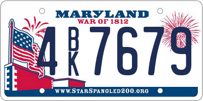 MD license plate 4BK7679
