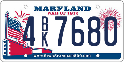 MD license plate 4BK7680