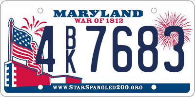 MD license plate 4BK7683
