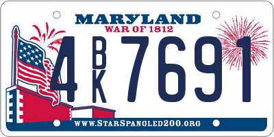 MD license plate 4BK7691