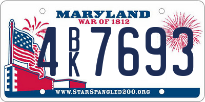 MD license plate 4BK7693