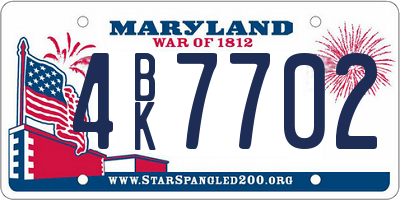 MD license plate 4BK7702