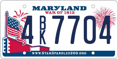 MD license plate 4BK7704