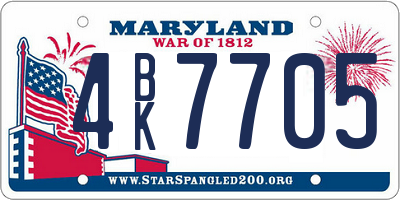 MD license plate 4BK7705