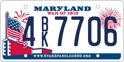 MD license plate 4BK7706