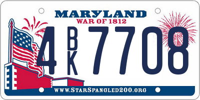 MD license plate 4BK7708