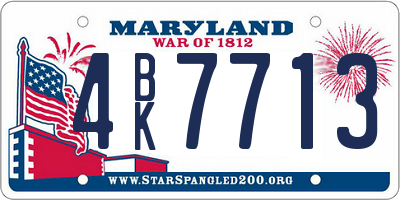 MD license plate 4BK7713