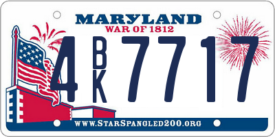 MD license plate 4BK7717
