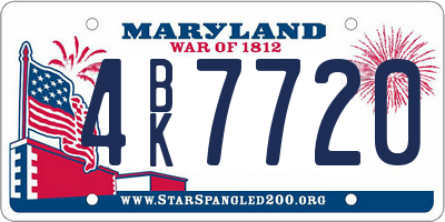 MD license plate 4BK7720