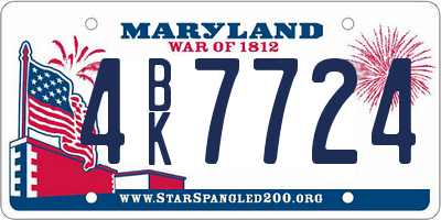 MD license plate 4BK7724