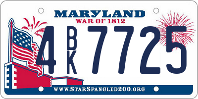 MD license plate 4BK7725
